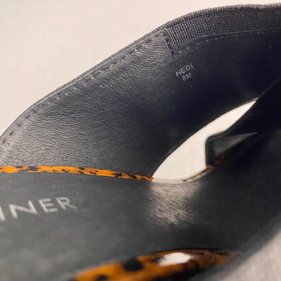 Donald Pliner Hedi Women's 8 M Black Brown Cross Strap Animal Print Wedge Sandal - Picture 8 of 11